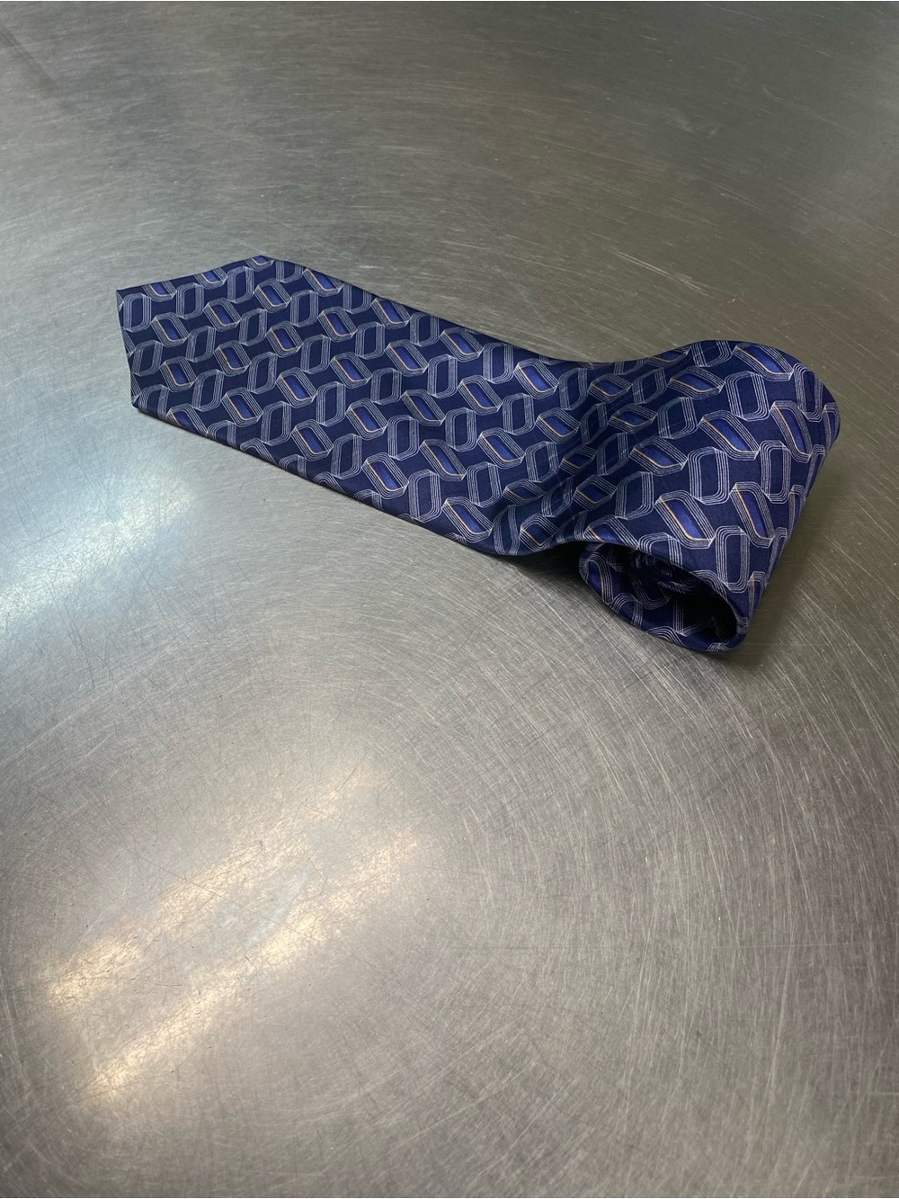 Murano Navy Geometric Silk Tie
